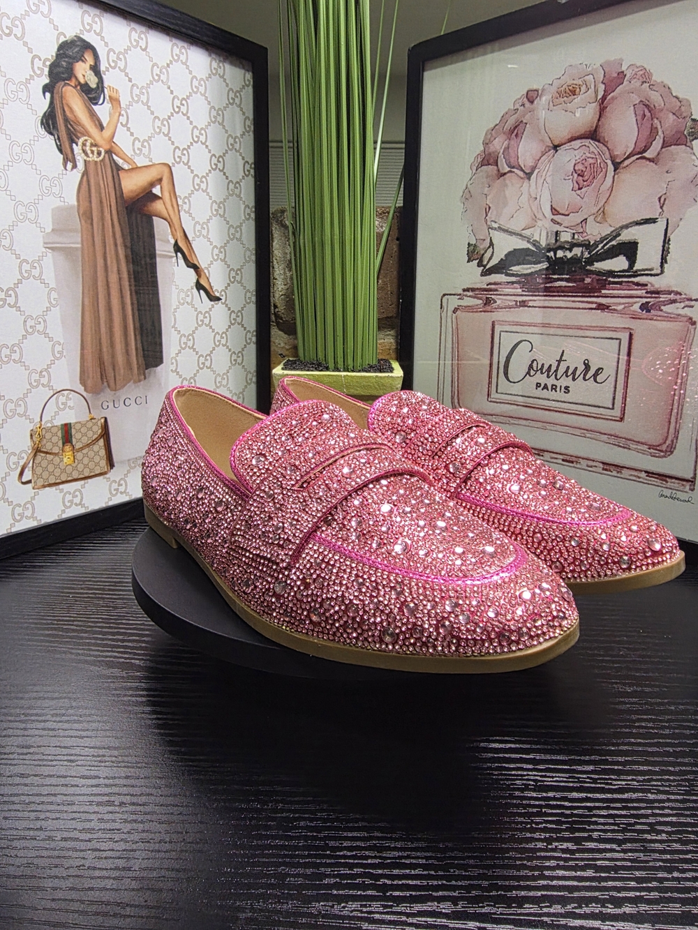 Sugar Pink Crystal Embellished Loafers - Picture 6 of 8